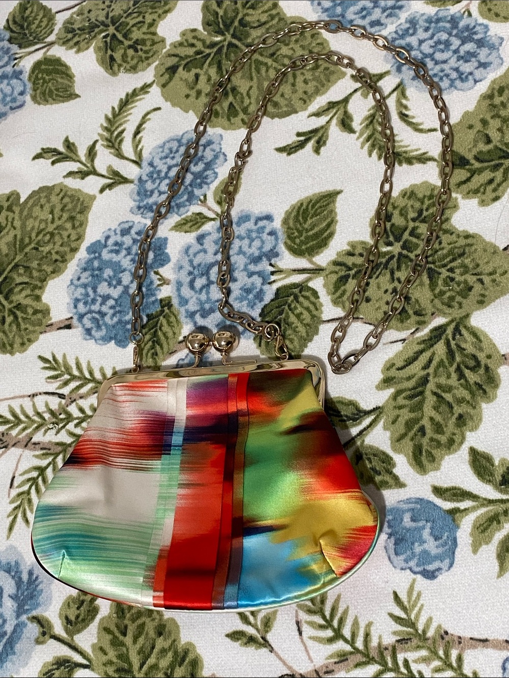 Ted Baker Multicolor Satin Kiss-Lock Chain Shoulder Bag